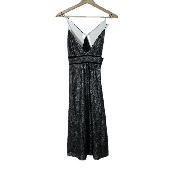 Diane Von Furstenberg Dresses & Skirts - Diane von Furstenberg Black Silvery Gold Lace Strappy Silk Dress Sz. 8 NWT!